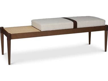 Urbia Modern Brazilian 52" Ivory Neutral Brown Natural Fabric Upholstered Accent Bench URBBMJ7192404