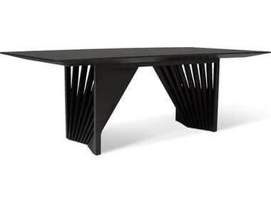 Urbia Modern Brazilian Laguna Glass Top Dining Table Ebano Base Black Top URBBSM21827502