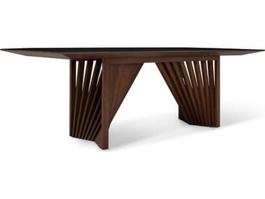 Urbia Modern Brazilian Laguna Black Nogal Glass Top Dining Table URBBSM21827504