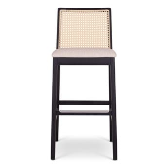 Urbia Modern Brazilian Medley Ivory Ebano Natural Upholstered Oak Wood Bar Stool URBBSM21829710