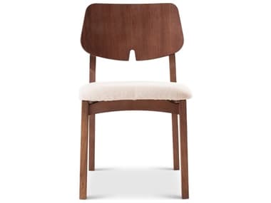 Urbia Modern Brazilian Oak Wood Beige Upholstered Armless Dining Chair URBBSM24040506