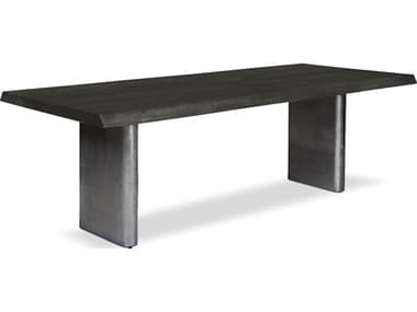 Urbia Brooks Dining Table Cast Slab Base Ebonized Top Antique Nickel Base URBILBRODT079BK0605