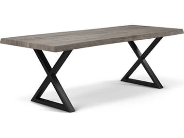 Urbia Brooks 79" Rectangular Wood Sandblasted Grey Black Dining Table URBILBRODT079GY0402