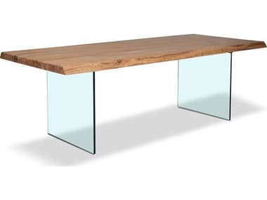 Urbia Brooks Dining Table Glass Base Teak Top Clear Glass Base URBILBRODT079TK0101