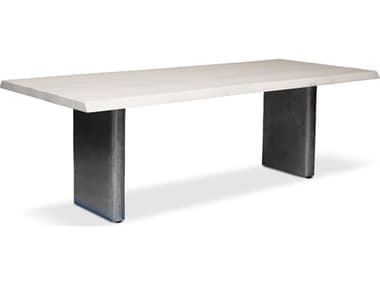 Urbia Brooks Dining Table Cast Slab Base White Wash Top Antique Nickel Base URBILBRODT092WW0605