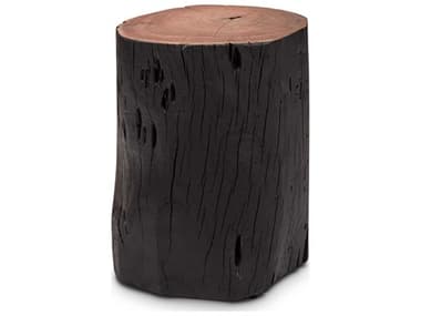 Urbia Brooks 13" Round Wood Ebonized End Table URBILSTUMPBK