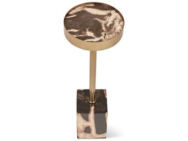 Urbia Relique 8" Round Wood Brass End Table URBIPJANISETDK03