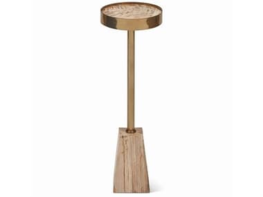 Urbia Relique 8" Round Wood Brass End Table URBIPJESTHETLT03