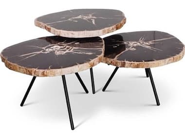 Urbia Relique Jeno Wood Natural Dark Black Nesting Coffee Table URBIPJJENOCTDK
