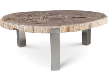 Urbia Relique Kol 44" Wood Natural Light Polished Stainless Steel Coffee Table URBIPJKOLCTLT