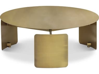 Urbia Senshi 36" Round Metal Industrial Brass Coffee Table URBISNF084BIB
