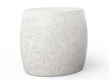 Urbia Outdoor Mixx Ivory Terrazzo Concrete Round End Table UROVGSPEBBLEETIVTZ1