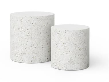 Urbia Outdoor Mixx Ivory Terrazzo Concrete Round End Table UROVGSUNAPEDIVTZ1