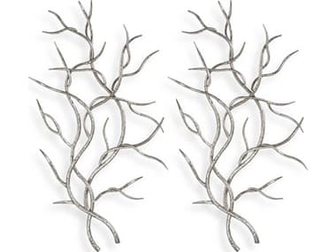 Uttermost Bright Silver Leaf Branches Wall Art Set of 2 UT04053