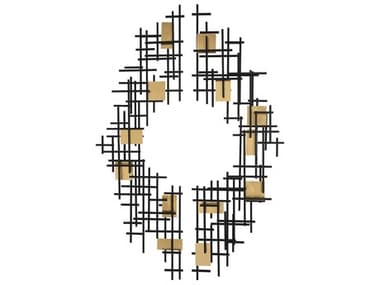Uttermost Reflection Matte Black with Gold Leaf Accents Metal Wall Art (Set of 2) UT04305