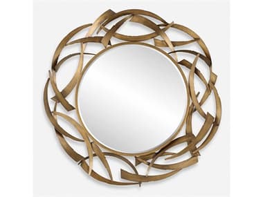 Uttermost Cutting Edge Antiqued Golden Bronze Round Wall Mirror UT08181