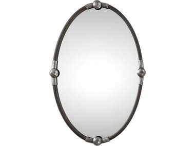 Uttermost Carrick Rust Black with Burnished Silver Oval Wall Mirror UT09064