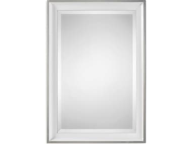 Uttermost Lahvahn Gloss White & Silver Leaf Rectangular Wall Mirror UT09081