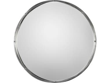 Uttermost Ohmer Antiqued Metallic Silver Leaf Round Metal Coils Wall Mirror UT09225