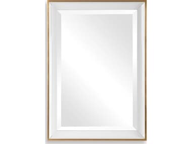 Uttermost Gema Gloss White / Petite Gold Leaf Rectangular Wall Mirror UT09627