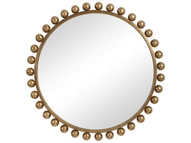 Uttermost Cyra Metallic Gold Leaf 44'' Wide Round Wall Mirror UT09695