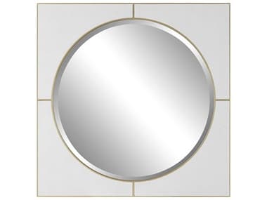 Uttermost Cyprus White Faux Shagreen / Soft Gold 40'' Wide Square Wall Mirror UT09817