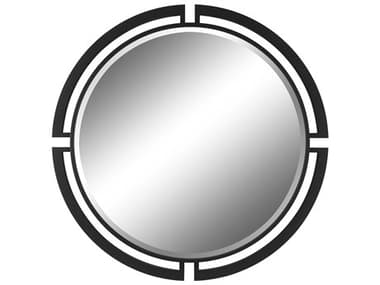 Uttermost Quadrant Satin Black Round Wall Mirror UT09878