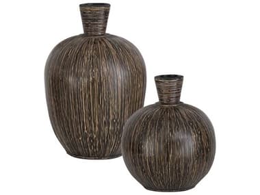 Uttermost Islander Black Washed Vase (Set of 2) UT17116