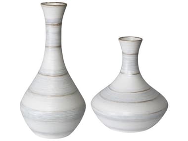 Uttermost Potter Soft Ivory / Blue Tan Glaze Vases (Set of 2) UT17964