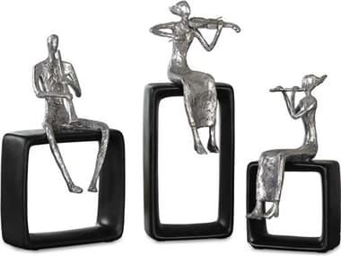 Uttermost Musical Ensemble Silver & Matte Black Statues Set of 3 UT20062