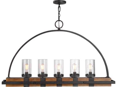 Uttermost Atwood 5-Light Deep Weathered Bronze Glass Cylinder Island Pendant UT21328