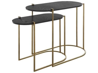 Uttermost Aztec Oval Wood Ebony Antique Brass End Table UT22882