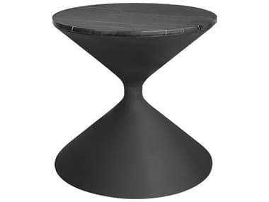 Uttermost Time's Up Round Marble Textured Matte Black End Table UT22888