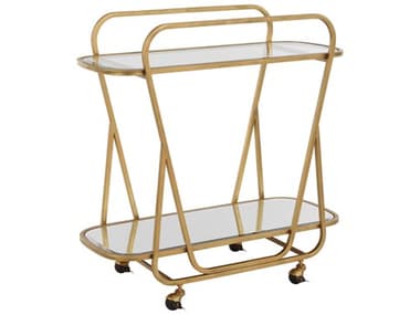 Uttermost Swain Glass Antique Brass Bar Cart UT22907