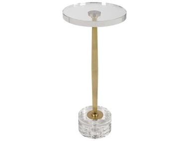 Uttermost Groove 10" Round Brushed Gold End Table UT22908
