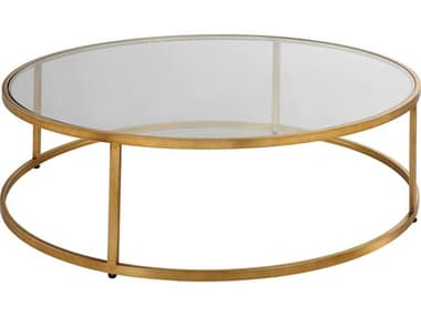 Uttermost Radius Round Glass Antique Gold Coffee Table UT22971