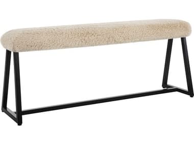 Uttermost Taupo 48" Toasty Beige Matte Black Fabric Upholstered Accent Bench UT23056