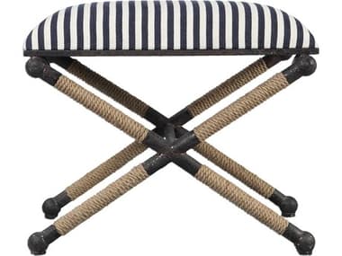 Uttermost Braddock Navy Cream Beige Upholstered Accent Stool UT23228
