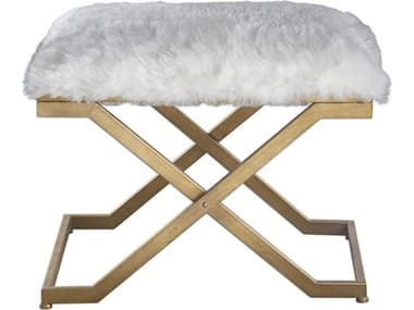 Uttermost Farran Antiqued Gold Leaf Upholstered Accent Stool UT23278