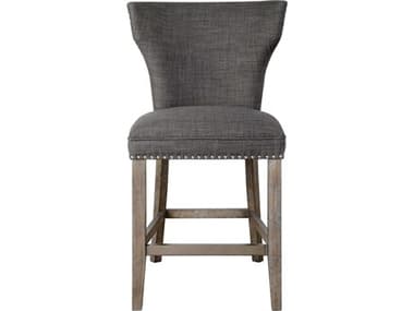 Uttermost Arnaud Upholstered Solid Wood Warm Charcoal Gray Counter Stool UT23433