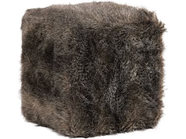 Uttermost Jayna Fur Charcoal Brown Upholstered Ottoman UT23474