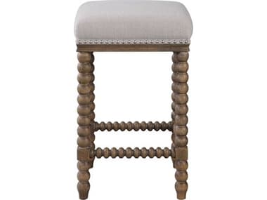 Uttermost Pryce Upholstered Rubberwood Beige Linen Counter Stool UT23495