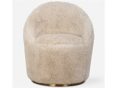 Uttermost Crue Swivel White Faux Sheepskin Accent Chair UT23531