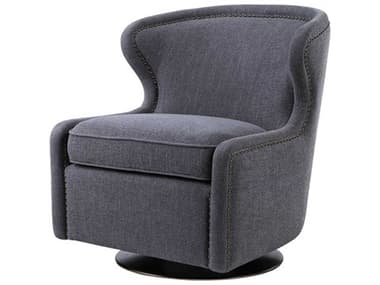 Uttermost Biscay Swivel 28" Gray Fabric Accent Chair UT23560