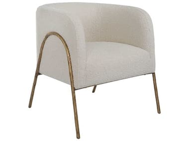 Uttermost Jacobsen Off White Faux / Aged Gold Accent Chair UT23686