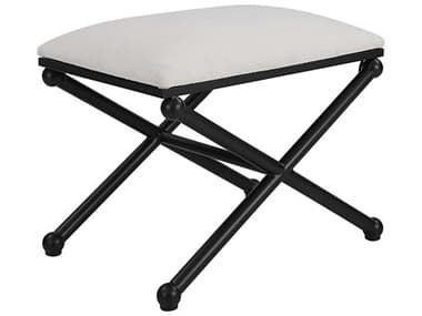 Uttermost Satin Black Upholstered Accent Stool UT23691