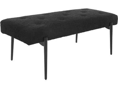 Uttermost Olivier 49" Black Faux Satin Fabric Upholstered Accent Bench UT23719