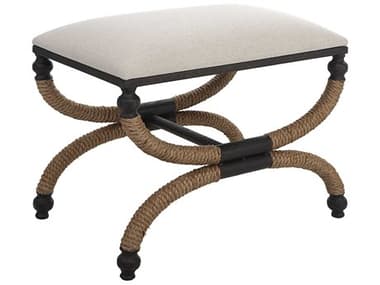 Uttermost 23" Natural Oatmeal Brown Fabric Upholstered Accent Bench UT23741