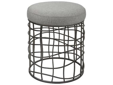 Uttermost 16" Gray Burnished Silver Fabric Upholstered Accent Stool UT23748