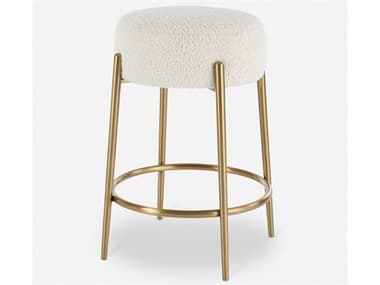 Uttermost Arles White Brushed Brass Faux Leather Upholstered Counter Stool UT23810